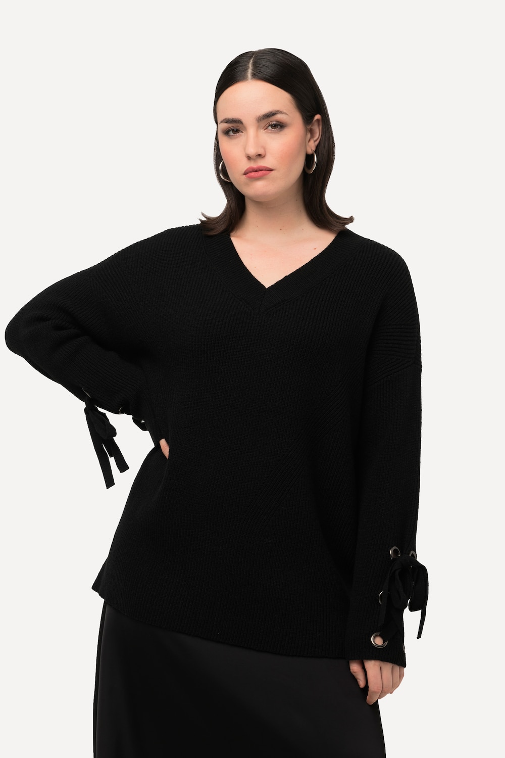 Thumbnail - Große Größen Pullover, Damen, schwarz, Größe: 46/48, Synthetische Fasern/Polyester, Ulla Popken