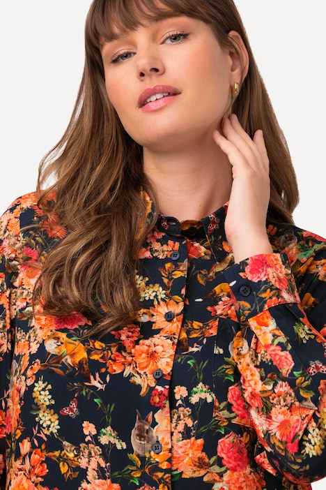 Floral Long Sleeve Button Down Collared Blouse | all Blouses | Blouses