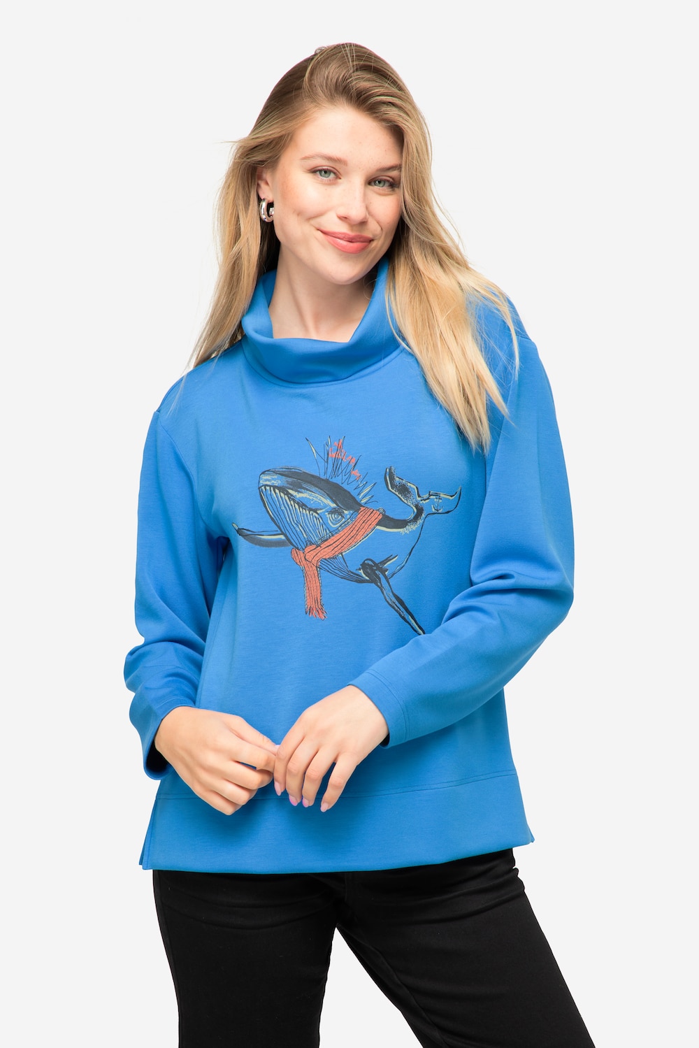 Große Größen Sweatshirt, Damen, blau, Größe: M, Synthetische Fasern/Polyester, LAURASON