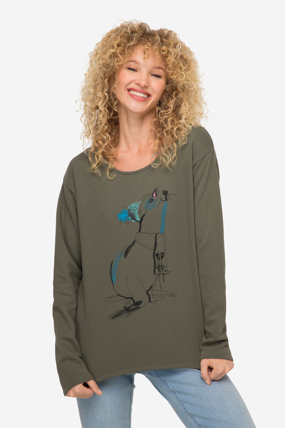 Große Größen Sweatshirt, Damen, grau, Größe: L, Baumwolle/Polyester, LAURASON