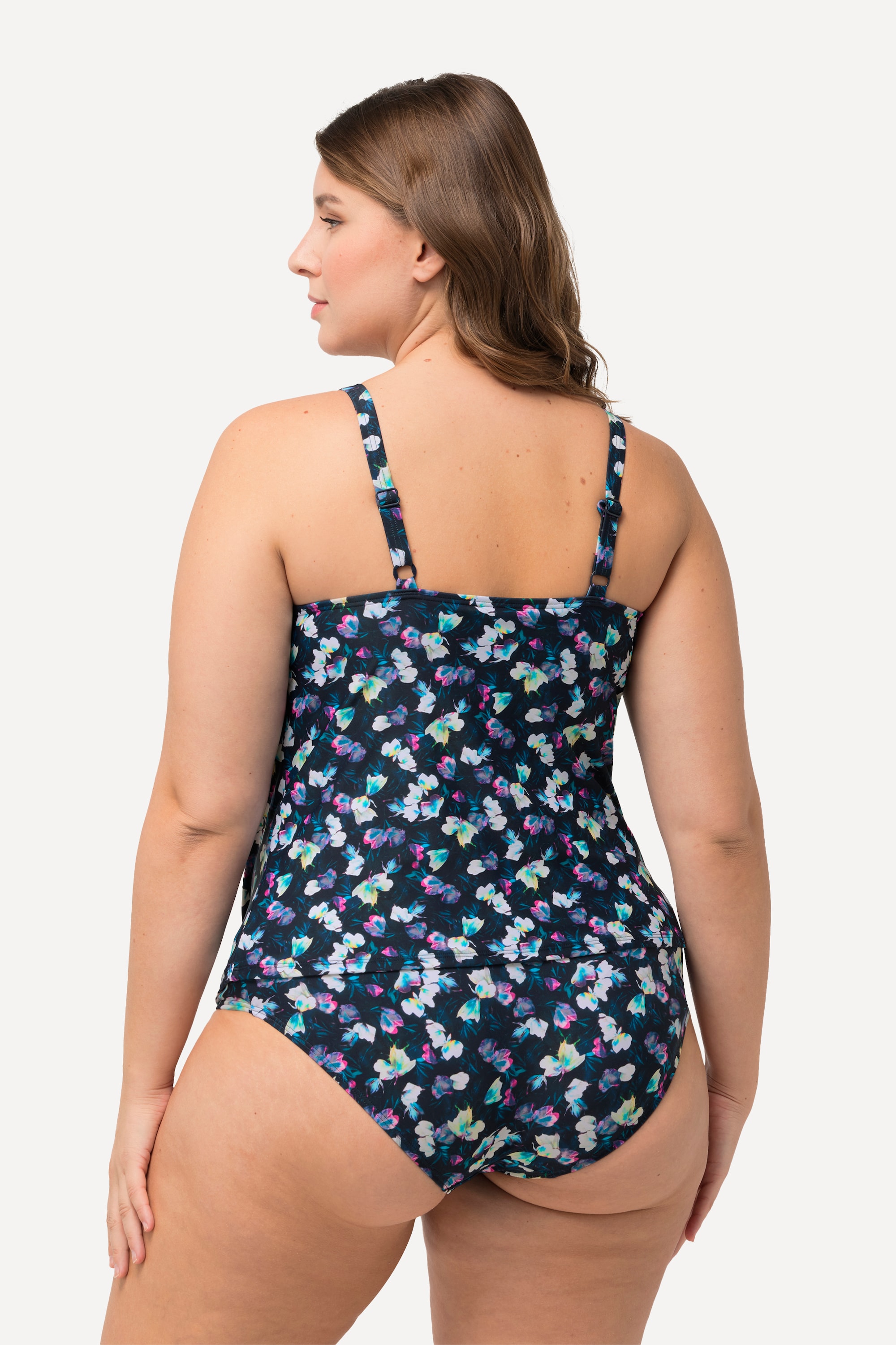 Ulla Popken Damen große Größen Bellieva Tankini Zweiteiler Blumenmuster Raffung