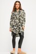 Camo Print A-Line Asymmetric Button-Down Shirt