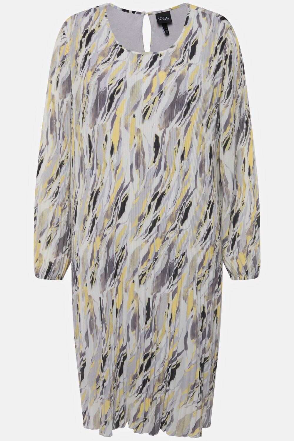 Stora storlekar Plisserad klänning med marmortryck, Dam, grå, storlek: 54/56, Polyester/Viskos, Ulla Popken