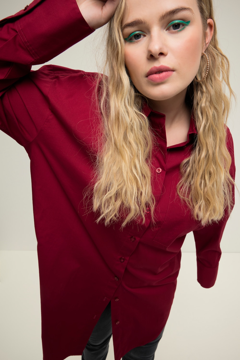 Grote Maten Shirtblouse, Dames, rood, Maat: 54/56, Katoen, Studio Untold