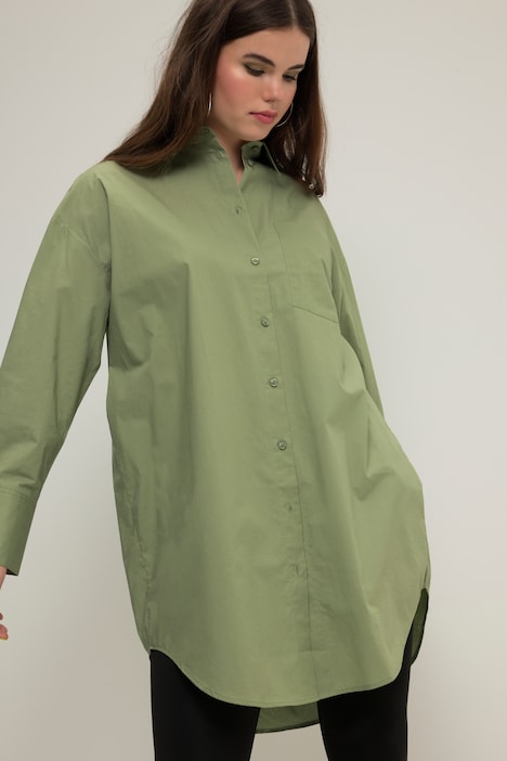 Oversized Collared Shirt Dress Sage Green Ulla Popken 1845