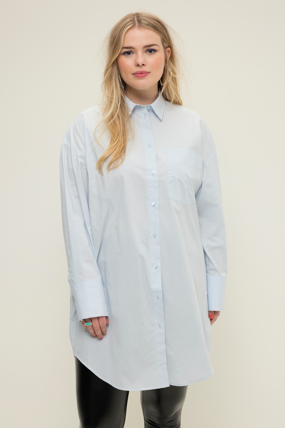 Grote Maten Shirtblouse, Dames, blauw, Maat: 50/52, Katoen, Studio Untold