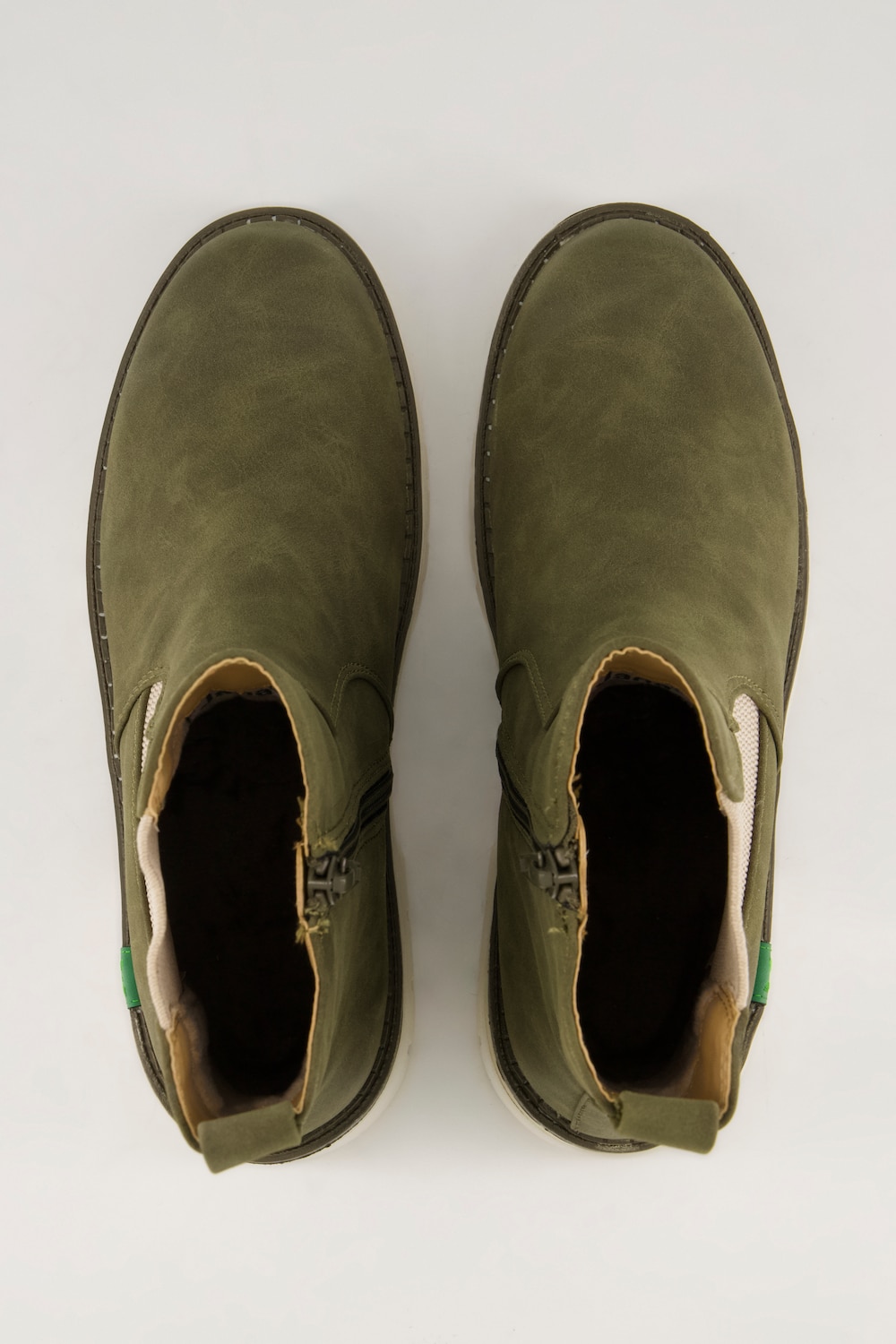 Stora storlekar Chelseaboots Jana Shoes av veganskt material i mockalook, Dam, grön, storlek: 39, Annat/Syntetfibrer, Ulla Popken