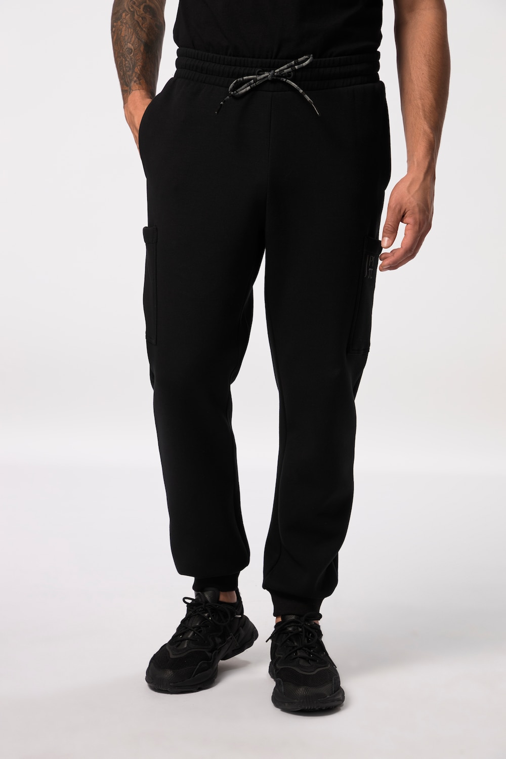 grandes tailles pantalon cargo en molleton jay-pi à taille élastique et poches, femmes, noir, taille: xxl, coton/polyester, jay-pi