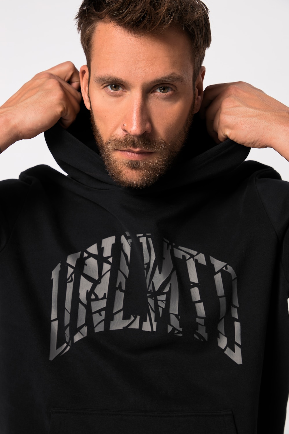 Stora storlekar Hoodie, Her, svart, storlek: L, Bomull/Polyester, JAY-PI