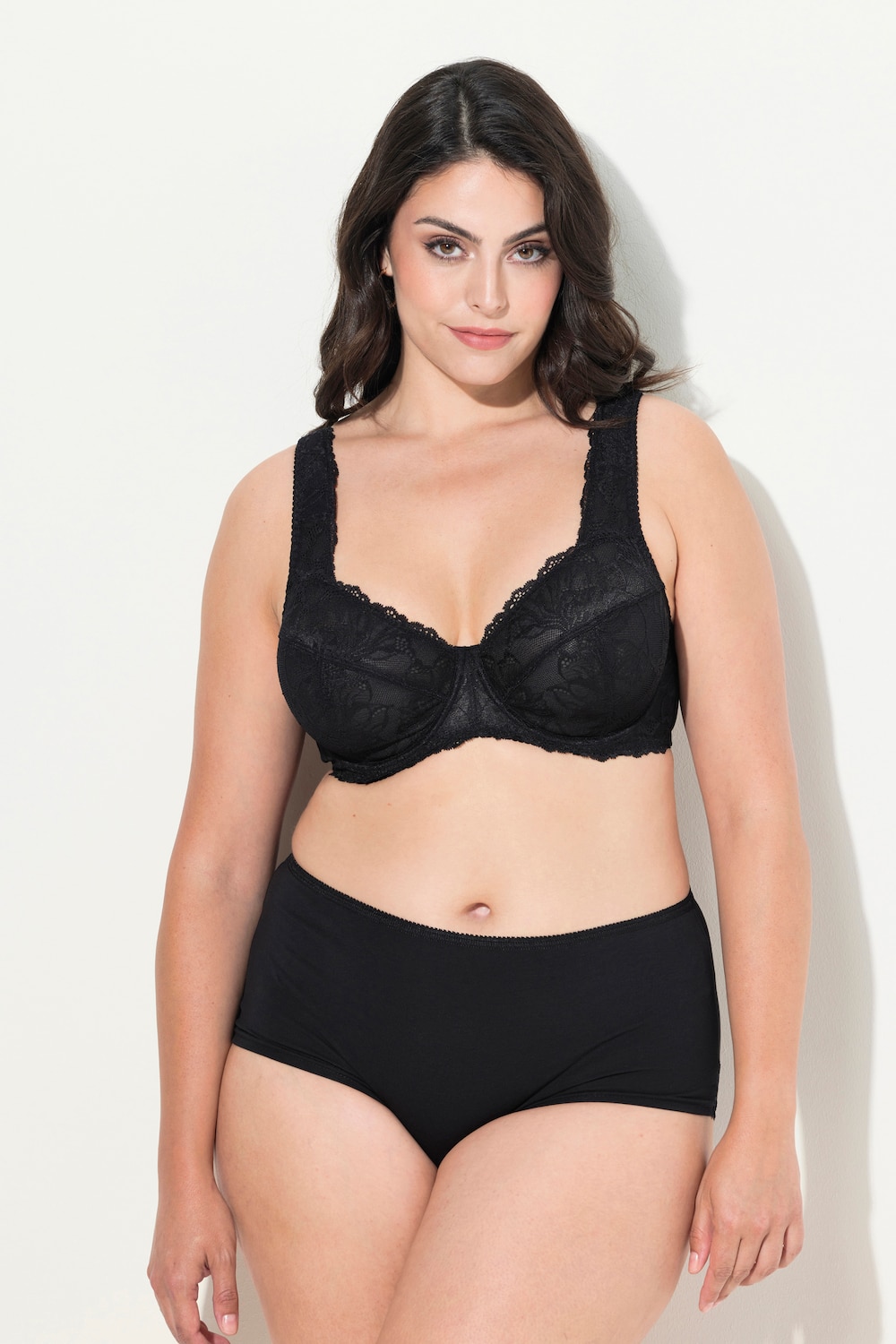 Große Größen Bügel-BH, Damen, schwarz, Größe: 100F, Synthetische Fasern/Elasthan, Ulla Popken