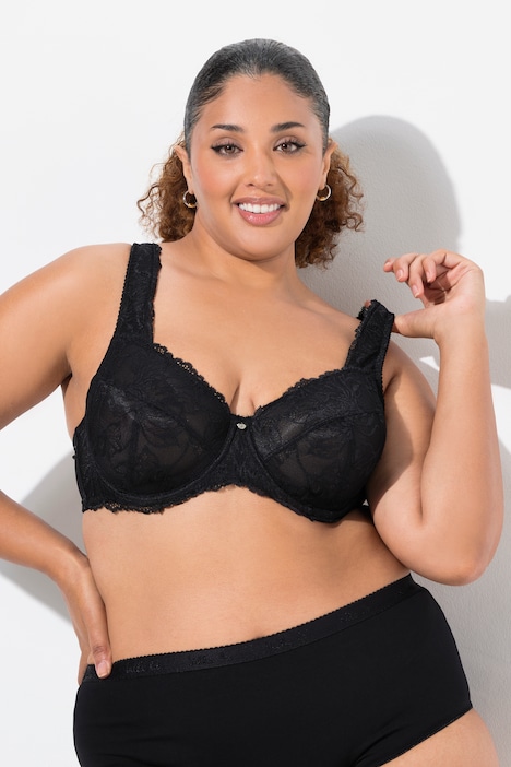 Soutien-gorge avec dentelle, armatures et bretelles larges - bonnets B-F