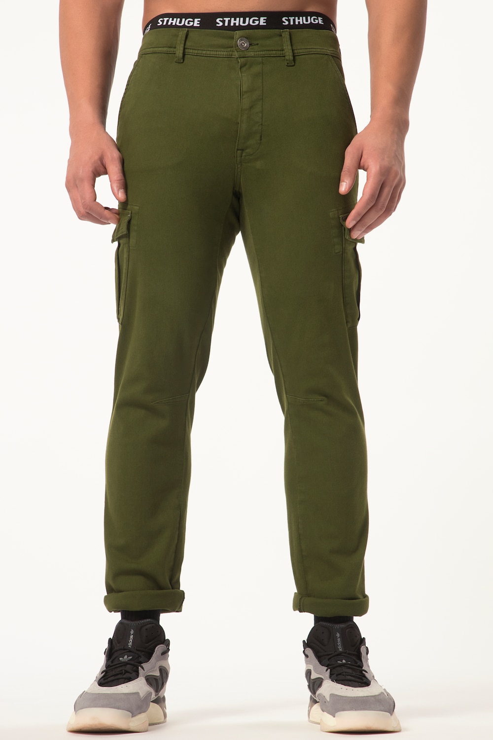 grandes tailles pantalon cargo sthuge flexlastic®, femmes, vert, taille: 54, coton, sthuge