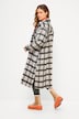 Long-Hemdjacke, oversized, Karo, Langarm, farbiges Futter