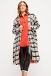 Long-Hemdjacke, oversized, Karo, Langarm, farbiges Futter