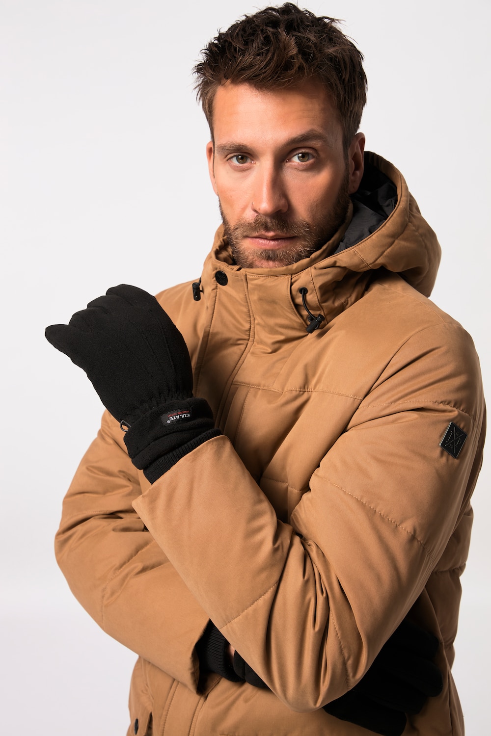 grandes tailles gants en polaire bien chauds, hommes, noir, taille: one size, polyester, jp1880