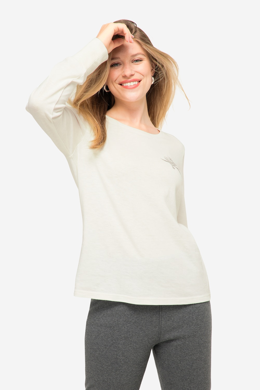 Große Größen T-Shirt, Damen, beige, Größe: M, Baumwolle/Synthetische Fasern, LAURASON