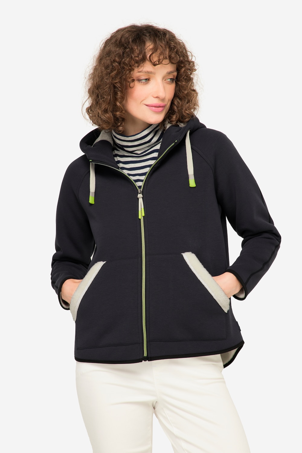 Große Größen Hoodie-Jacke, Damen, grau, Größe: L, Baumwolle, LAURASON