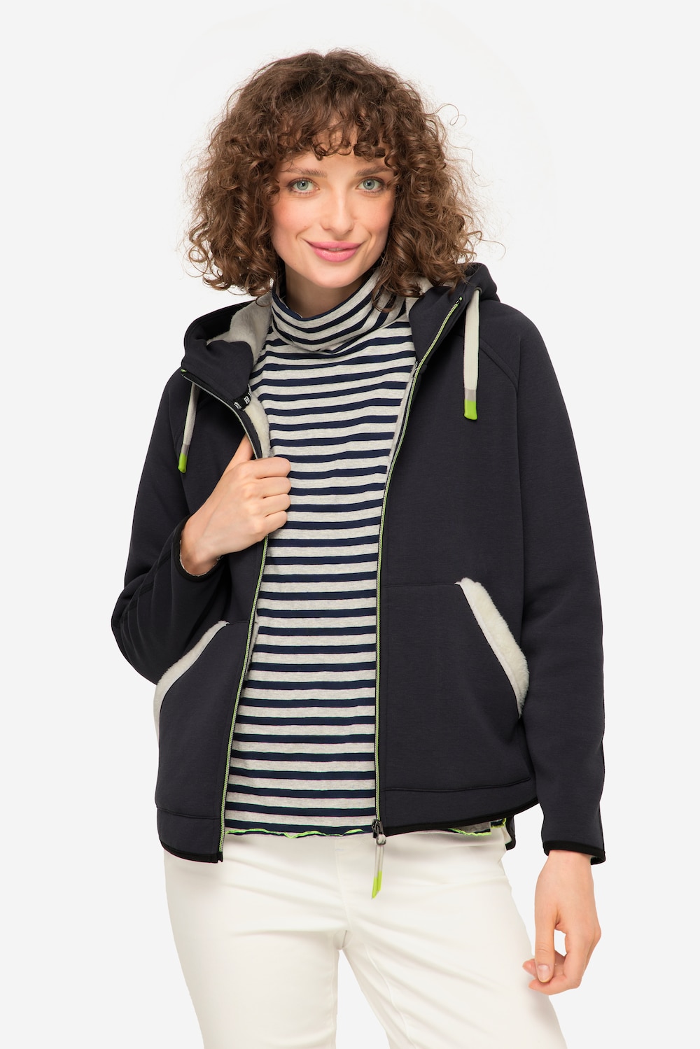 Große Größen Hoodie-Jacke, Damen, grau, Größe: M, Baumwolle, LAURASON