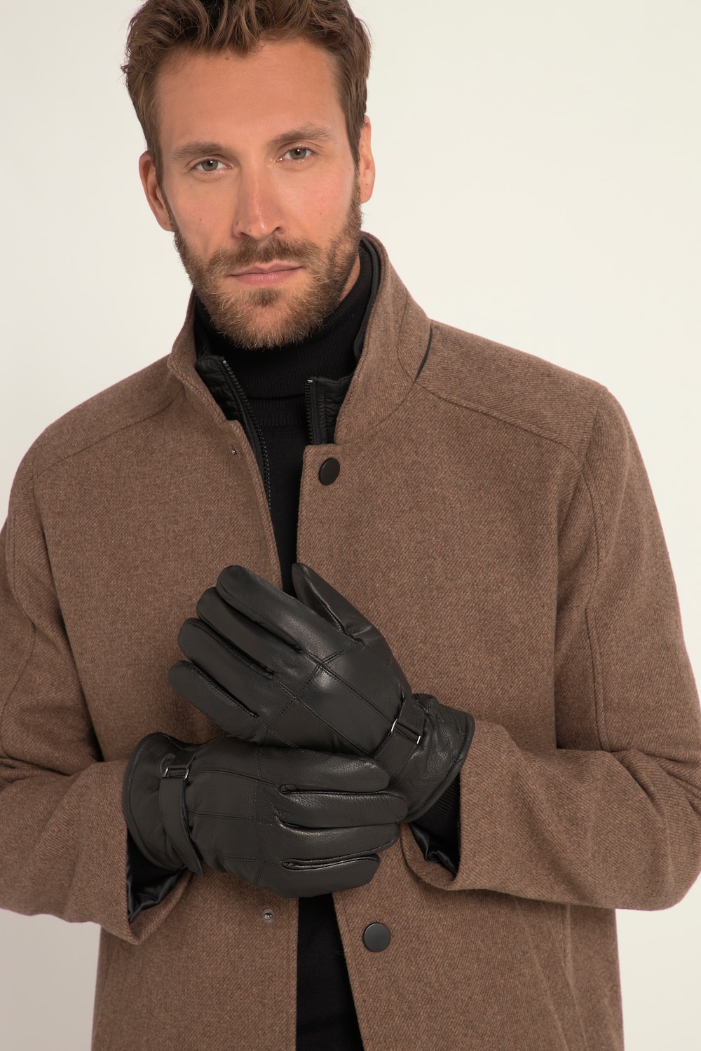 grandes tailles gants en cuir véritable, hommes, noir, taille: 11, polyester/cuir, jp1880