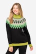 Norwegerpullover, Wollanteil, Stehkragen, Langarm, mit recyceltem Polyester