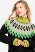 Norwegerpullover, Wollanteil, Stehkragen, Langarm, mit recyceltem Polyester