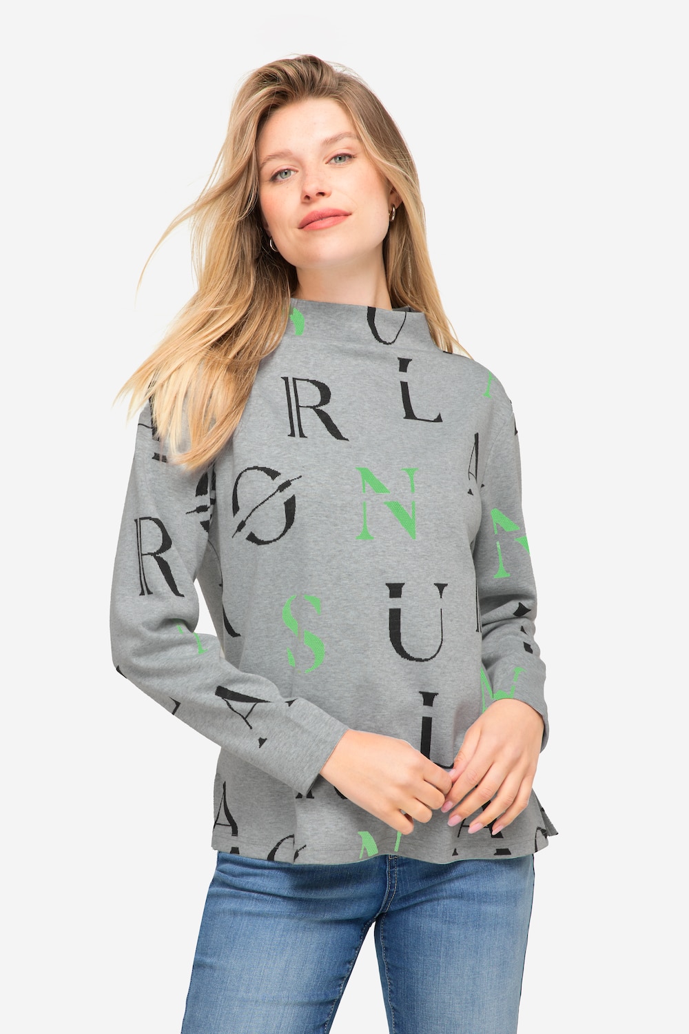 Große Größen Sweatshirt, Damen, grau, Größe: L, Polyester/Viskose, LAURASON