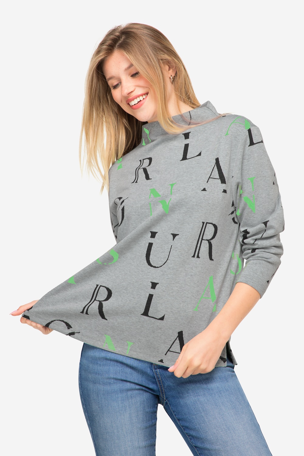 Große Größen Sweatshirt, Damen, grau, Größe: L, Polyester/Viskose, LAURASON