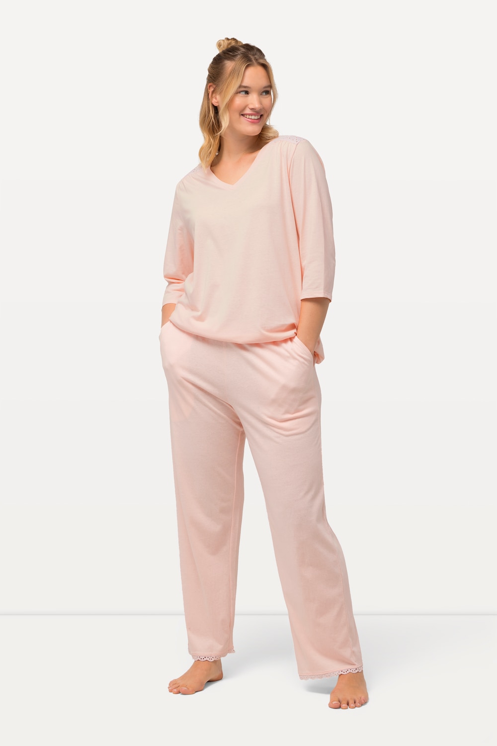 Grote Maten Pyjama, Dames, roze, Maat: 66/68, Katoen, Ulla Popken