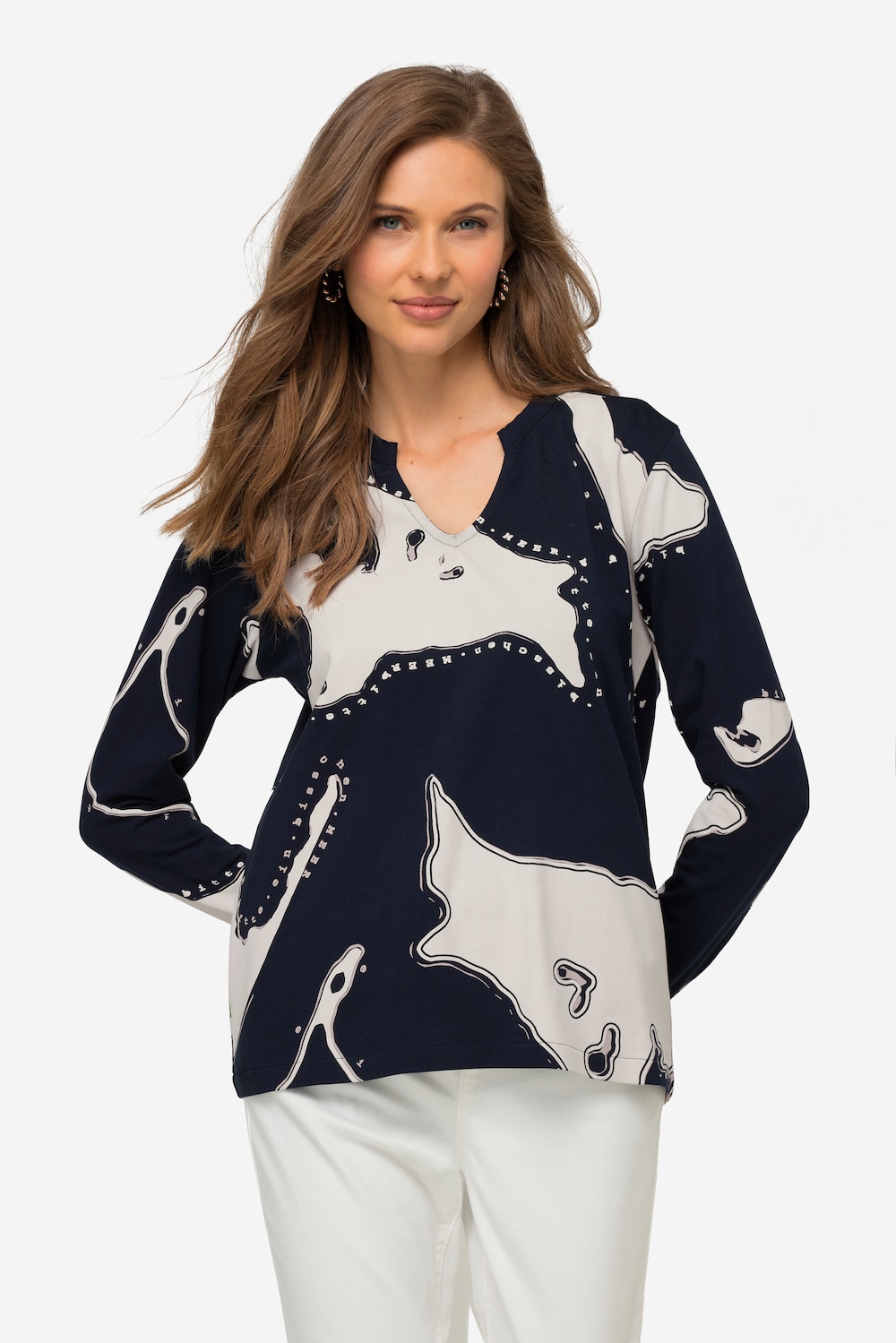 Große Größen T-Shirt, Damen, blau, Größe: L, Baumwolle, LAURASON