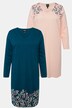 Bigshirts, 2er-Pack, Blumen, V-Ausschnitt, Langarm