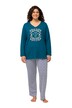 Pyžamo, výšivka, výstřih do V, dlouhé rukávy