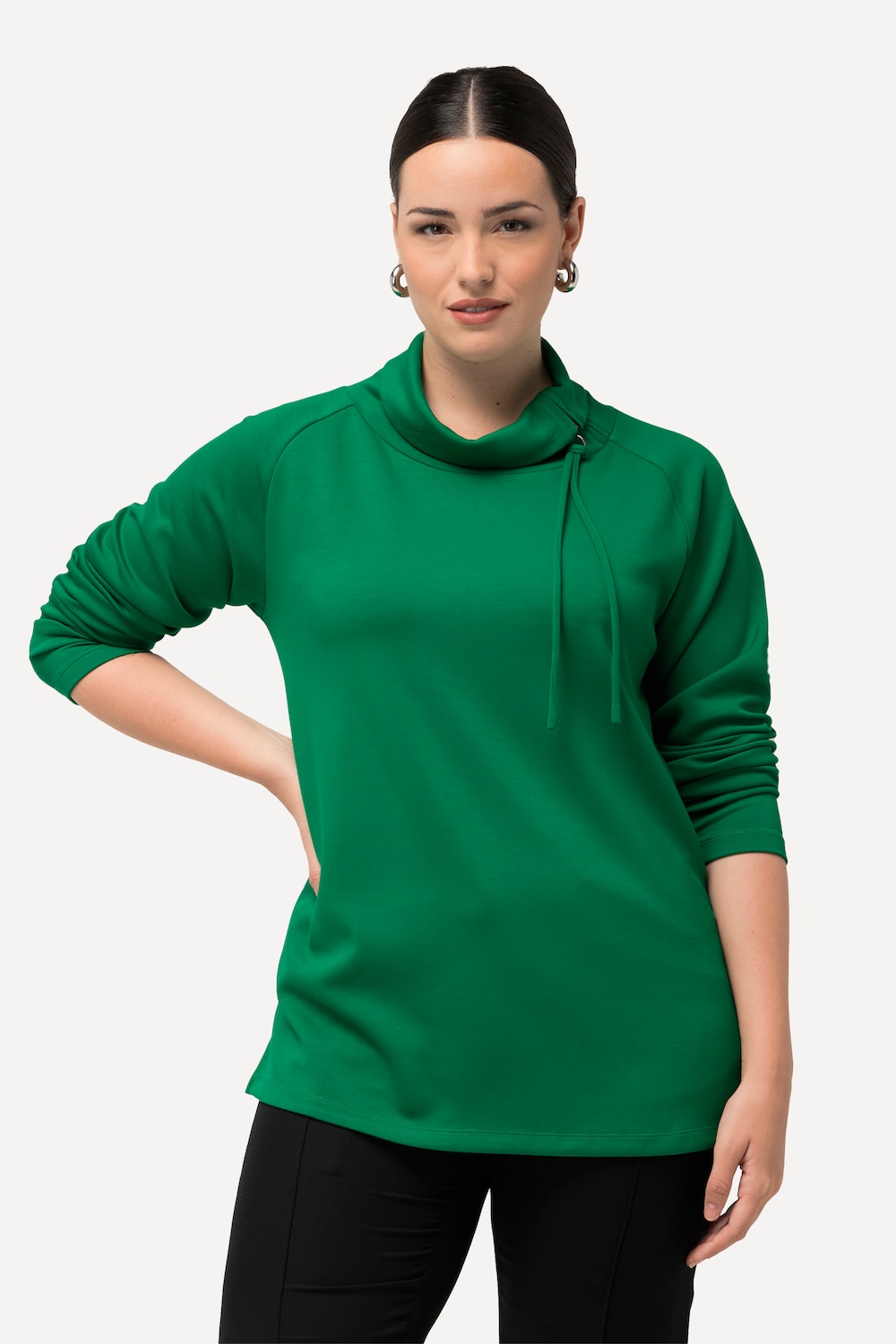 Grote Maten Sweatshirt, Dames, groen, Maat: 46/48, Synthetische vezels/Polyester, Ulla Popken