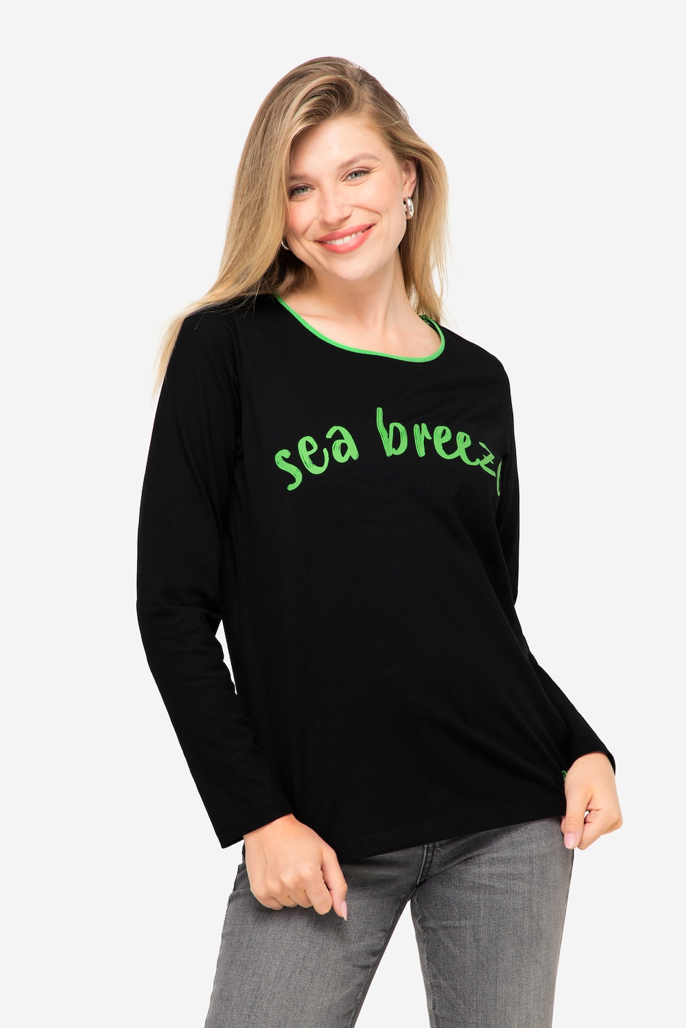 Große Größen T-Shirt, Damen, schwarz, Größe: L, Baumwolle, LAURASON