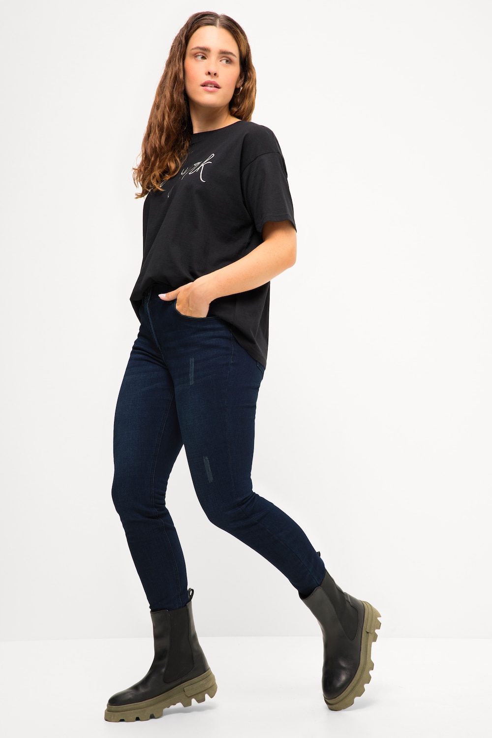 Grote Maten Skinny jeans, Dames, blauw, Maat: 42, Viscose/Katoen/Polyester, Studio Untold
