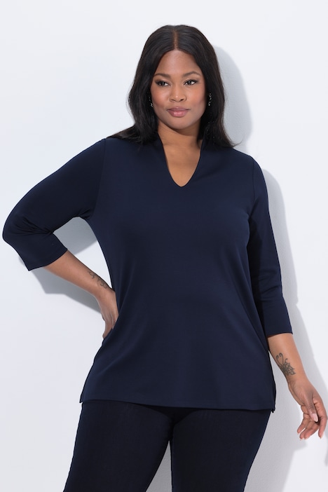 Shirt, A-Linie, Kelchkragen, 3/4-Arm, Pima Cotton