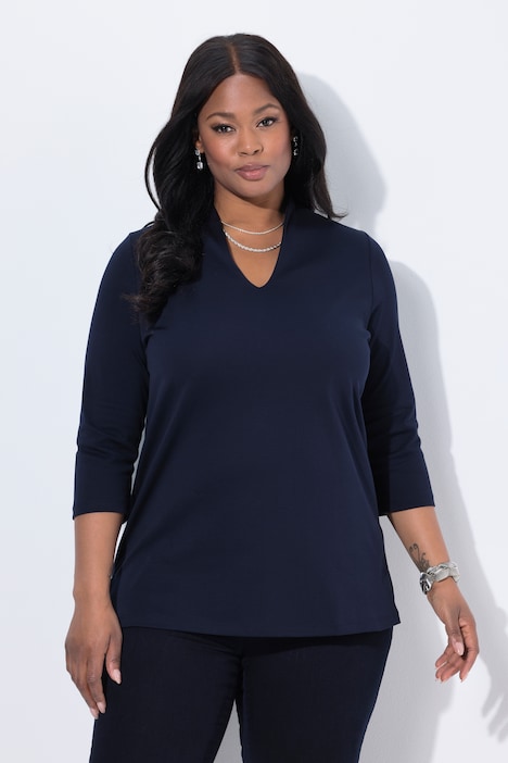 Shirt, A-Linie, Kelchkragen, 3/4-Arm, Pima Cotton