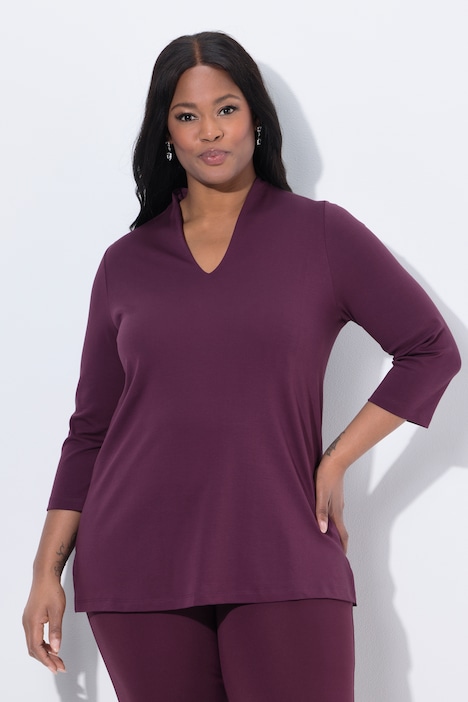Shirt, A-Linie, Kelchkragen, 3/4-Arm, Pima Cotton
