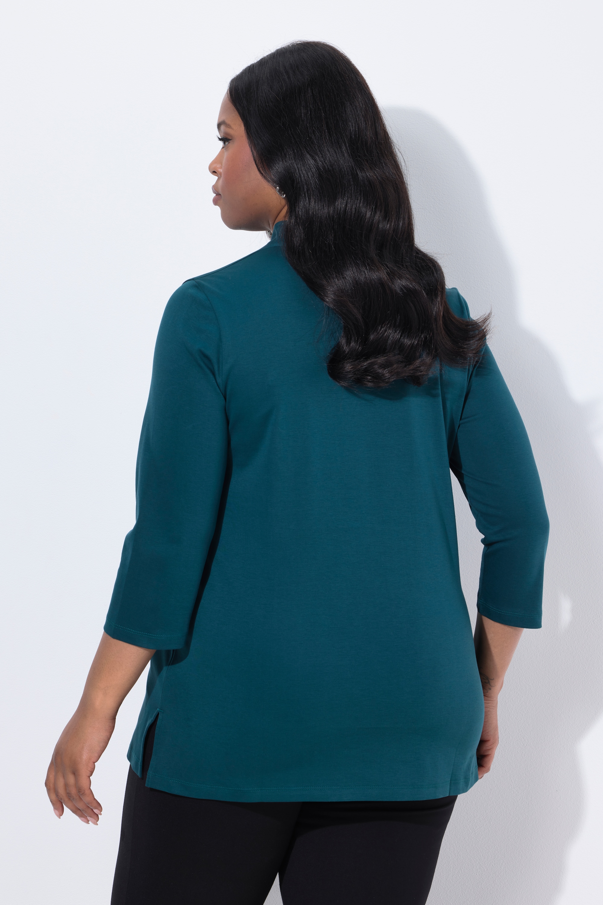 Ulla Popken Damen große Größen Shirt A Linie Kelchkragen 3 4 Arm