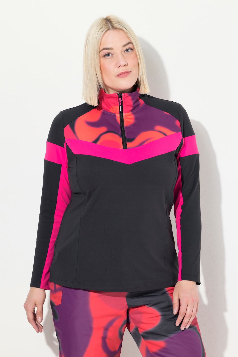Große Größen Funktions-Troyer, Damen, schwarz, Größe: 46/48, Polyester/Elasthan, Ulla Popken