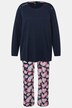 Pyjamas med blommigt print, rund hals och lång ärm
