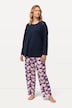 Pyjamas med blommigt print, rund hals och lång ärm