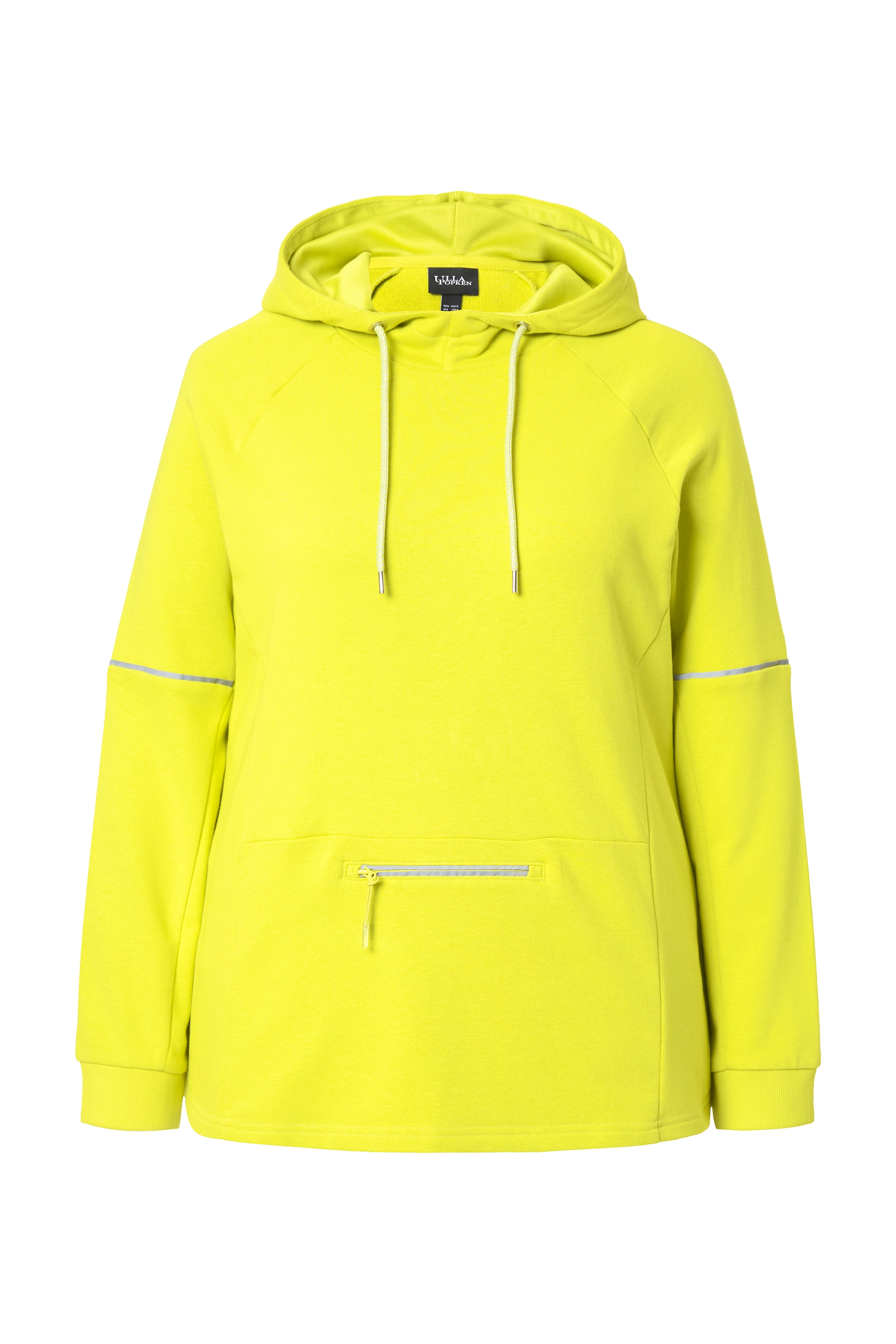 Ulla Popken Damen große Größen Hoodie Reflektorpipings Kapuze Zipptasche