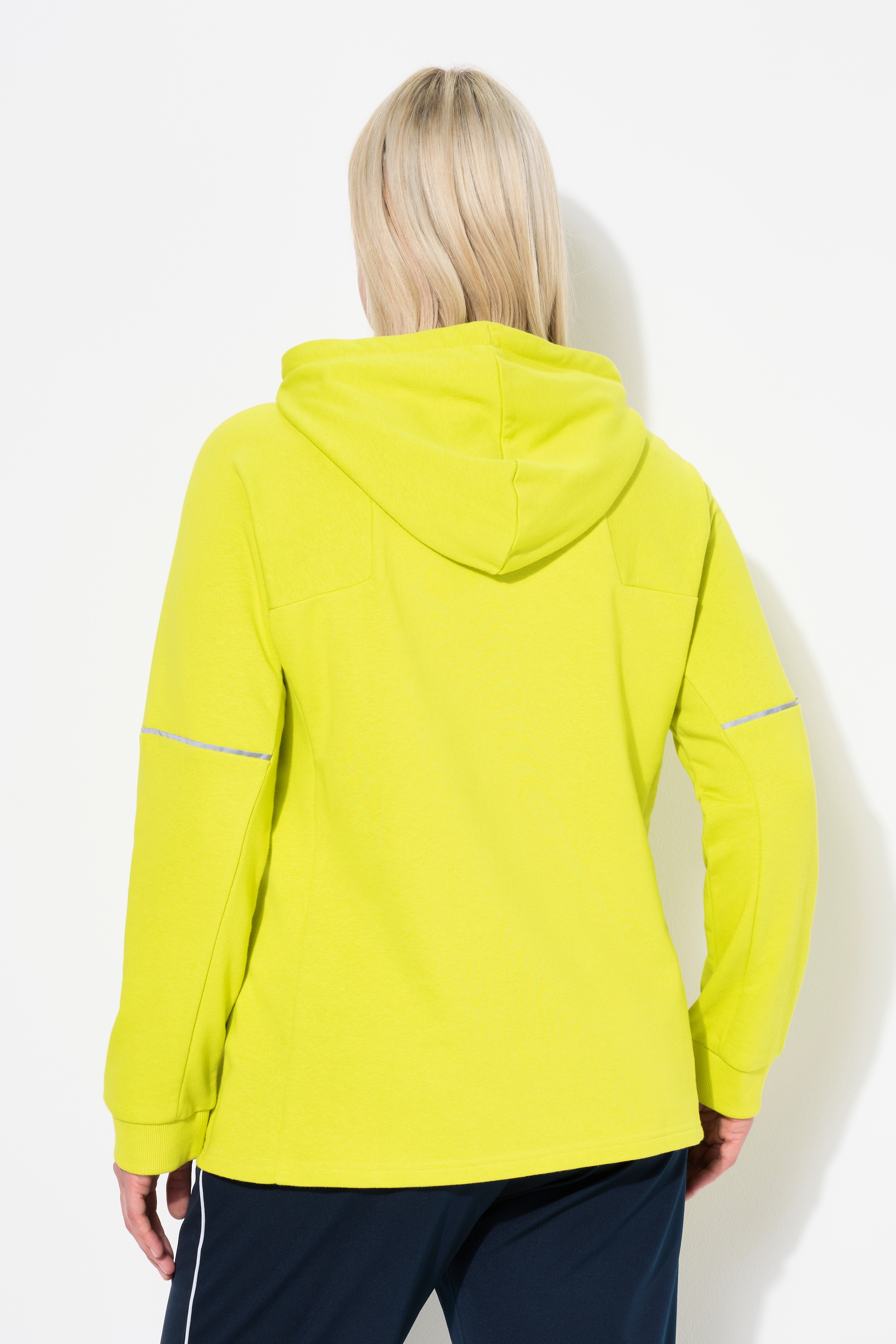 Ulla Popken Damen große Größen Hoodie Reflektorpipings Kapuze Zipptasche