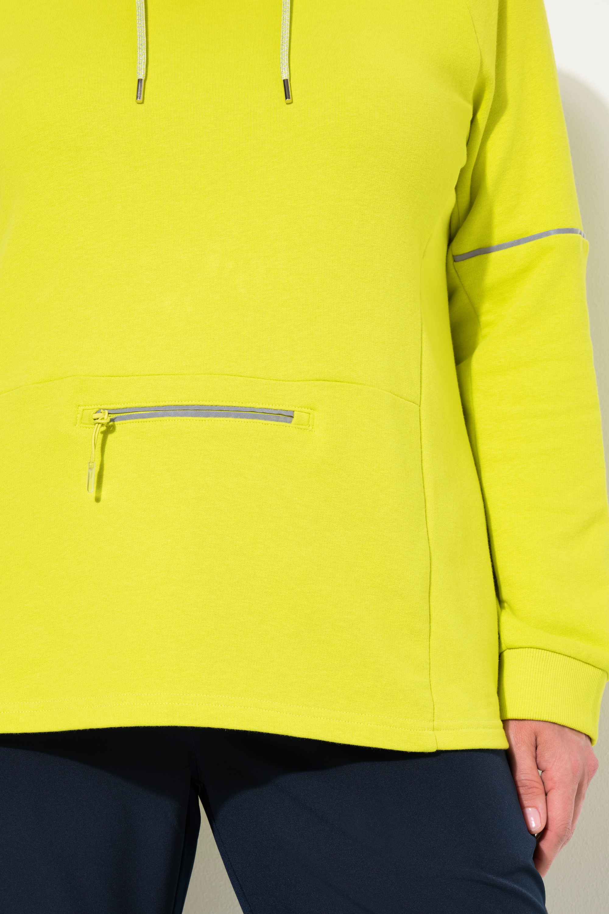 Ulla Popken Damen große Größen Hoodie Reflektorpipings Kapuze Zipptasche