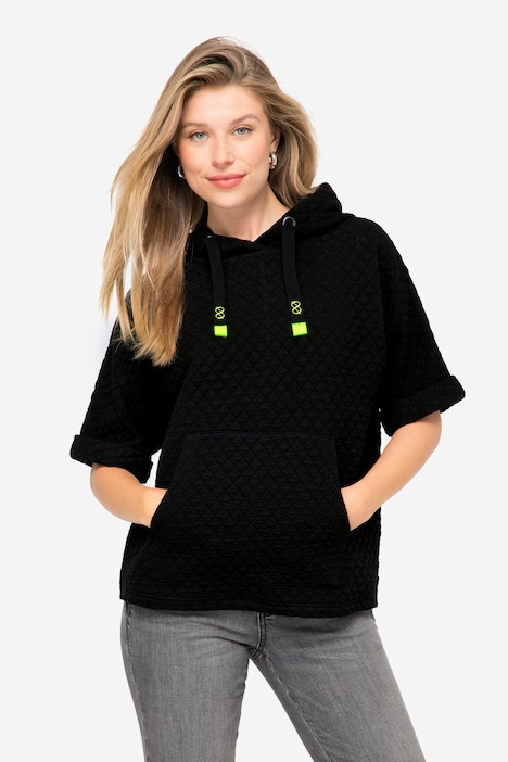 Waffle Texture Short Sleeve Hoodie