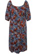Midi šaty, A střih, plošný potisk, srdcový výstřih, 3/4 rukávy