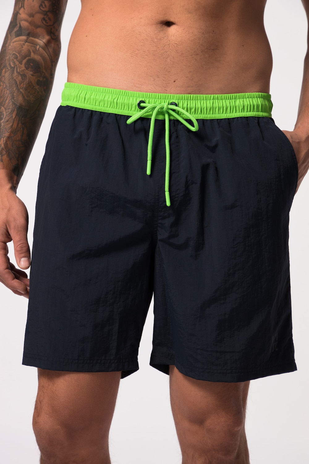 grandes tailles short de bain jay-pi collection beachwear. taille élastique de couleur contrastante, femmes, bleu, taille: 6xl, polyester/fibres synthétiques, jay-pi