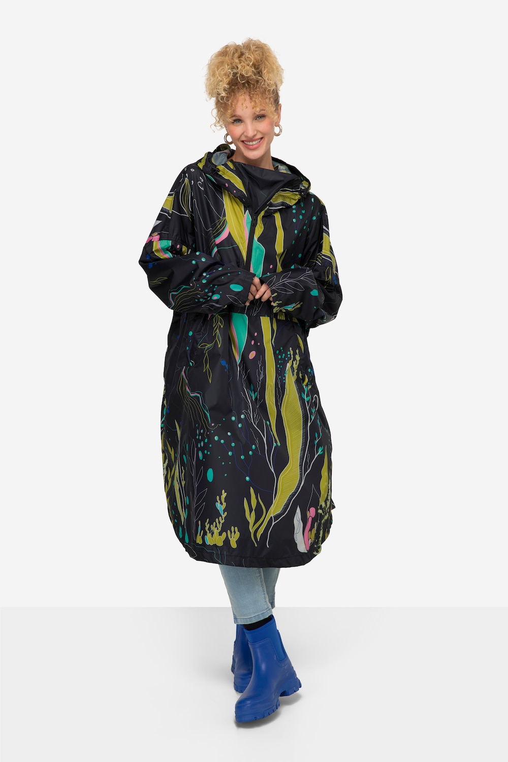 Große Größen Funktions-Regencape, Damen, schwarz, Größe: One Size, Polyester, LAURASON