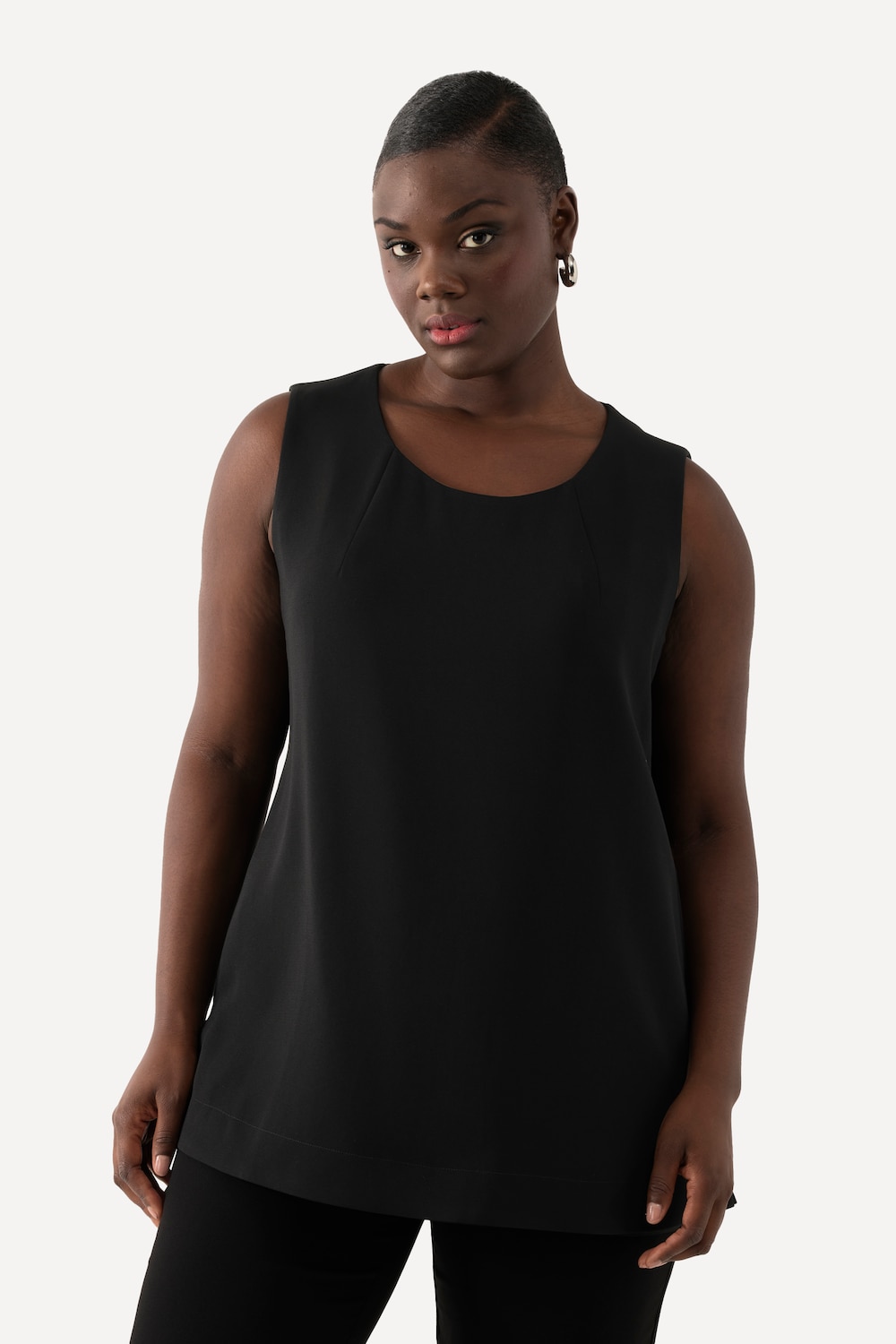 Große Größen Acetat-Blusentop, Damen, schwarz, Größe: 50/52, Kunstseide/Polyester, Ulla Popken