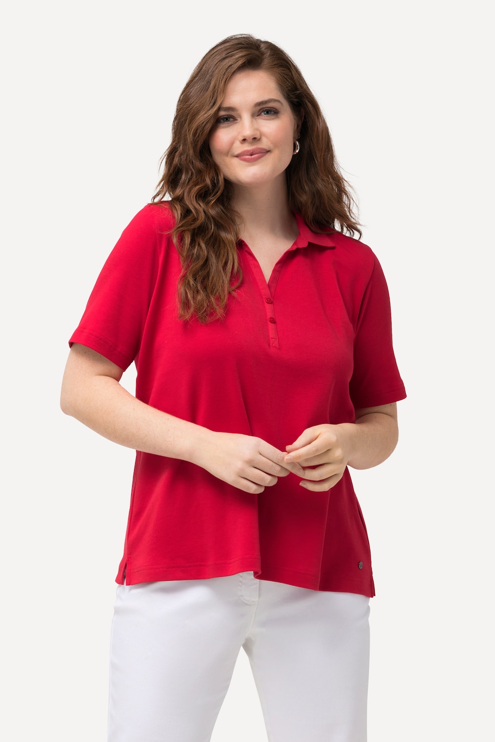 Grote Maten Poloshirt, Dames, rood, Maat: 42/44, Katoen, Ulla Popken